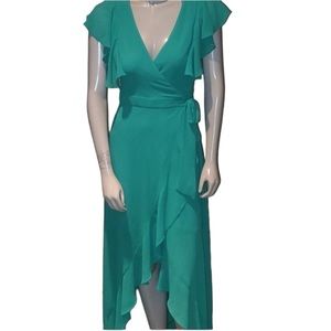 Green fashion nova high low maxi dress